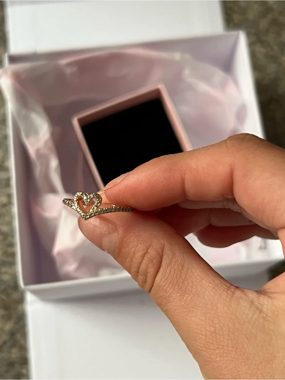 Pandora Wishbone Heart Ring Size 7